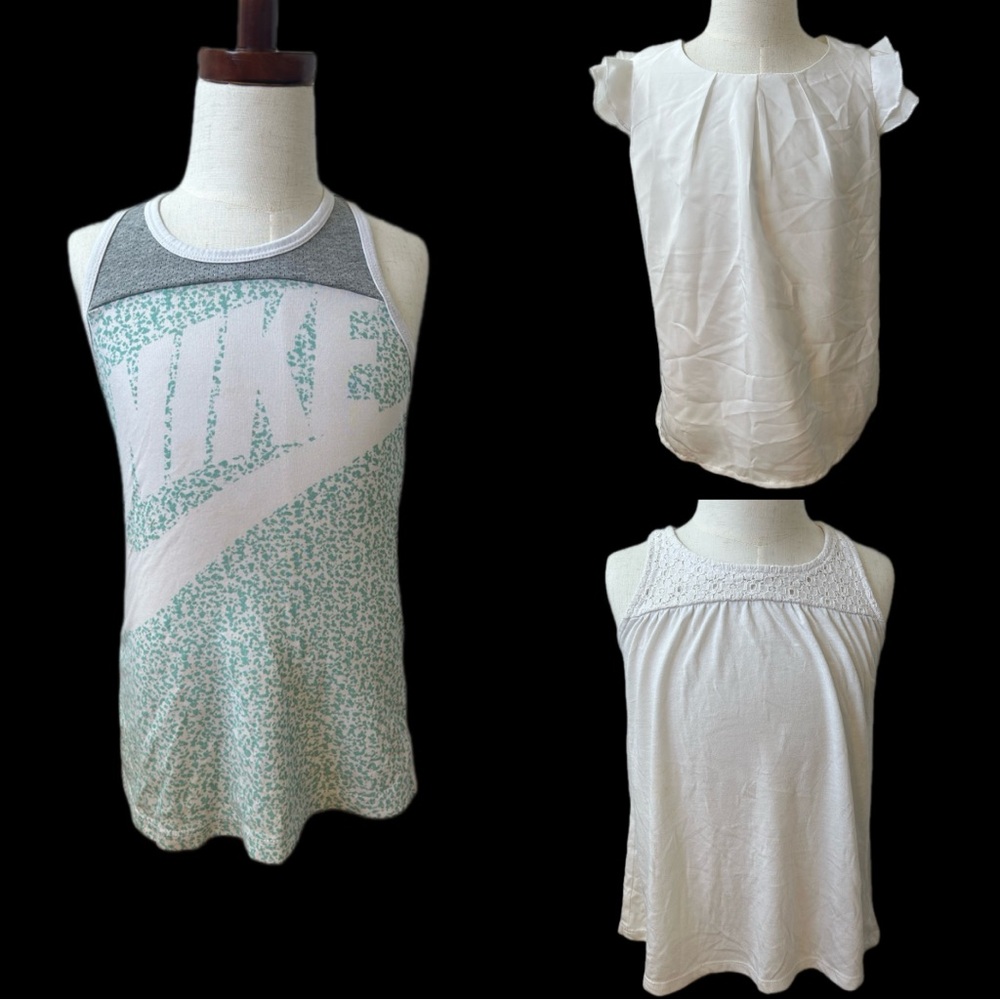 Nike Green and White Tank Top with Two White Blouses
